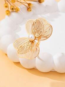 1 chiếc nhẫn đơn thời trang nữ, thiết kế hoa rỗng tối giản thanh lịch, phù hợp để đeo hàng ngày, đi nghỉ mát và làm quà tặng. - Vàng - Xem 2