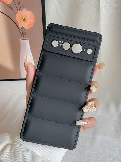 1pc Matte Black Feather Down Jacket TPU Phone Case For Pixel 8 Pro