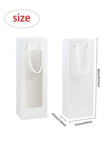 1 pieza/12 piezas Bolsa de regalo para una sola botella para el Día de San Valentín al por mayor, caja de champán para boda con ventana transparente y asa, reutilizable para fiestas de vacaciones y Año Nuevo (Blanco) - Ver 4