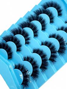 10 Pairs Natural Fluffy False Eyelashes, Soft Thick 3D Mink Lashes Makeup Set, Mink Eyelashes Extension, Short Natural False Lashes, Handmade Dramatic Fake Eyelashes, Thick Fake Lashes - Black - View 3