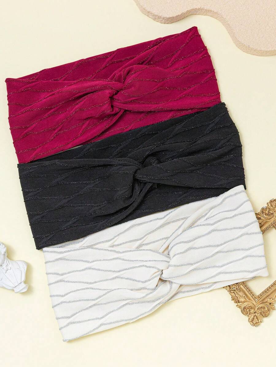 1 Peça Faixa de Cabeça Twist Twist, Faixa de Cabeça Versátil Esportiva Retrô de Cor Sólida, Adequada para Esportes, Rua, Ar Livre, Acessórios de Fitness e Praia, Roupas de Verão, Faixas de Cabelo de Praia de Verão, Viagem, Aniversário - Multicolorido - Visão 1