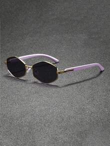 1 pieza Marco de metal ovalado de moda retro, diseño elegante adecuado para uso diario, viajes, playa y estilo universitario de mujeres - Multicolor - Ver 12