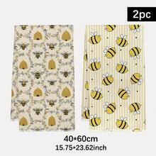 2pcs Cartoon Bee Striped Pattern Printed 40*60cm Farmhouse Style Super Absorbent Microfiber Kitchen Towels, Dish Cloths, Hand Towels, Kitchen Decor, Housewarming Gifts, Suitable For Kitchen And Bathroom, Great For Homemakers And Family Gatherings, High Cost-Performance Household Essential - Yellow - View 11