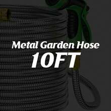 LOVFEN 25-150ft Metal Garden Hose Kit,Stainless Steel Heavy Duty Water Hose ,With 10 Function Nozzles,Flexible No-Kink, Pet-Proof, Puncture-Proof Rust-Proof For Yard, Outdoors - Metal Garden Hose - 查看 14