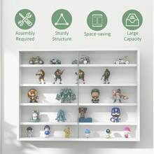 Wall Mounted Storage Display Unit 5-Tier, Glass Front Cabinet With Adjustable Shelves For Home Office White - 1PC - View 2