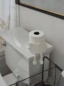 Creative Human-Shaped Toilet Paper Holder - Interesting Sitting Posture Design, ABS Plastic Material, Bathroom Tissue Paper Storage/Novelty Home Decor/Desktop Organizer, Suitable For Home/Adult/Teenager, Bathroom/Bedroom/Living Room, Halloween/Thanksgiving/Christmas Gift, Gift For Friends/Family/Hostess, Minimalist Ins Style (Toilet Paper Holder/Bathroom Storage/Fun Home Decor/Gag Gift/Unique Gift/Bathroom Accessory/Desktop Organizer) - Multicolor - View 6