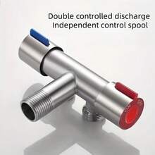 Válvula de ángulo de acero inoxidable 304 - Entrada única, salida doble, interruptor de control dual, válvula de control dual triangular de acero inoxidable, válvula de ángulo multifunción de tres vías con filtro incorporado, distribuidor de salida de grifo montado en pared, acabado cepillado, núcleo de válvula, montado en pared, adecuado para inodoro, lavadora - moderno - Ver 8