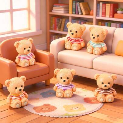 Tạp dề hình gấu dễ thương, tạp dề hình gấu mặc váy hoa dễ thương, yếm hình gấu ngồi, phụ kiện trang sức tự làm, đồ trang trí bàn làm việc, đồ trang trí phong cảnh thu nhỏ, đồ trang trí phong cảnh mini, đồ trang trí bàn làm việc, quà tặng ngày lễ, quà tặng Halloween, quà tặng sinh nhật