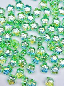10 piezas de 14mm Pequeñas cuentas de flor planas transparentes con baño electrolítico, accesorios DIY para correa de teléfono, pulsera, joyería - Multicolor - Ver 6