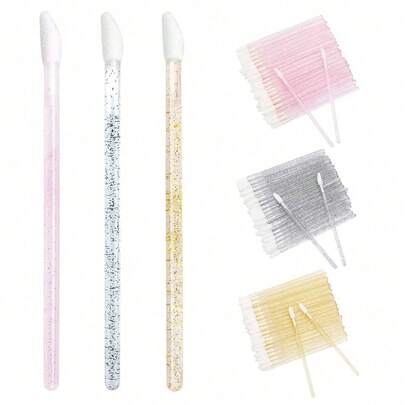 Bộ 100/50 cọ thoa son bóng pha lê dùng một lần, dụng cụ trang điểm môi (pha lê nhiều màu), quà tặng.