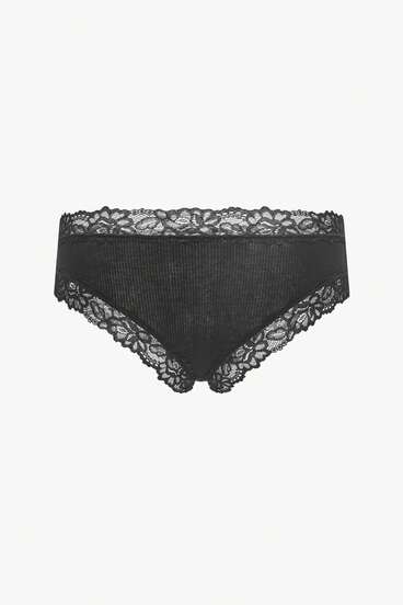 Bisouelle 1pc Women Lace Trim Ribbed Comfy Romantic Low-Rise Brazilian Panties