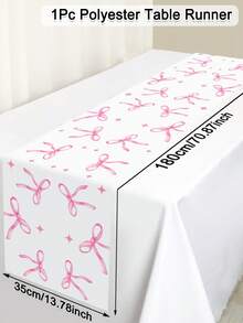 1件粉色蝴蝶结涤纶桌布，180*35厘米桌旗，适用于公主主题生日派对用品、婚礼、新娘送礼会、家庭节日派对装饰、厨房餐桌装饰，一次性桌布 - 粉紅色蝴蝶結 - 查看 13