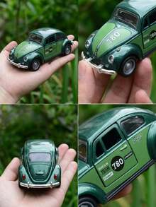 1 pieza Modelo de coche clásico a escala 1:32, figura de motocicleta, regalo de vacaciones, modelo de coche vintage de escarabajo de aleación con puertas que se abren - Multicolor - Ver 6