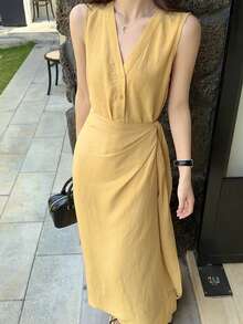Women Long Dresses - Yellow - View 5