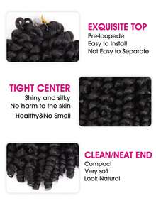 Pelucas sintéticas con rizos, trenzas de ganchillo Jamaican Bounce para extensiones de cabello trenzado en África, pre-retorcidas, adecuadas para uso diario y vacaciones para niñas y niños - Multicolor - Ver 2