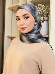 High Quality Modest Hijab Scarf Shawl, Plant-Dyed Tie Dye Satin Print, Suitable For Daily Wear For Women, Beach, Holiday - Multicolor - View 5