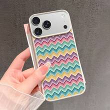 Funda para Teléfono - Una funda de alta gama y a la moda con diseño de zigzags coloridos y tonos suaves, adecuada para iPhone 17/17Pro/17Promax/17Air/16/16Pro/16Promax/16Plus/15/15Plus/15Pro/15Promax/14/14Pro/14Promax/13/12/11.Es duradero y estéticamente agradable. - color - Ver 4