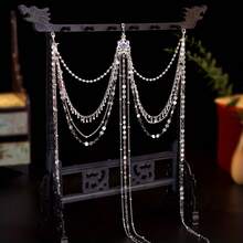 Super Fairy-Like Luxurious Silver Long Tassel Belt, Ancient Style Hanfu Headwear, Fairy Accessories, Hanfu Waist Ornament From The Tang, Song, And Ming Dynasties - G4-24-金色 - 查看 3