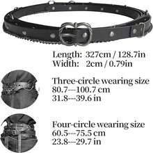 1件中世纪印花链条细皮带，北欧维京风格复古COSPLAY道具，浅棕色和黑色 - 彩色 - 查看 5