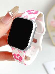 1 chiếc Dây đeo đồng hồ thể thao bằng silicon in họa tiết hoa, tương thích với Apple Watch 38mm 40mm 41mm 42mm 44mm 45mm 49mm (S10 42)mm (S10 46)mm (S11 42)mm (S11 46)mm dành cho nữ, Dây đeo đồng hồ thể thao bằng silicon mềm mại, thời trang, tương thích với Apple Watch Series 11 Ultra 3 SE3 Ultra 2 S10 SE2 9 8 7 SE 6 5 4 3 2 1 - Hồng - Xem 6