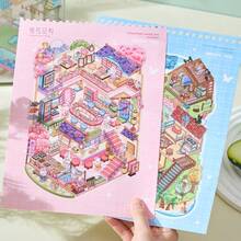 20pcs Large Matte Small Town Mini Scene Stickers, Including 6 Different Scenes And 14 Sticker Materials, 3D Cartoon House DIY Landscape Decorative Stickers For Scrapbooking And Stationery - Set - View 6