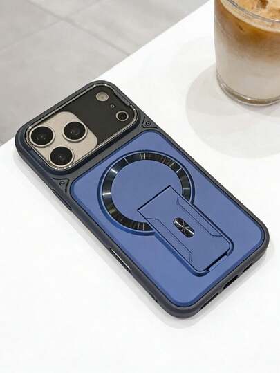 1个高级蓝色多功能磁吸支架手机壳，带翻转摄像头镜面和防震保护，防震、防滑、防刮擦，专为 17 Pro Max、 17/16/15/14/13/12/11系列、S23-S25系列设计，是情人节/新年礼物的完美之选。