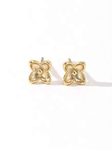 1 Pasang Anting Stud Kupu-Kupu Berongga Perak Sterling S925, Desain Unik, Anting Serbaguna untuk Wanita, Cocok untuk Perjalanan Sehari-hari - bunga - View 3