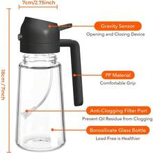 470ml Glass Oil Spray Bottle Kitchen Olive Oil Dispenser Bottle 2-In-1 Spray & Pour Olive Oil Sprayer With Nozzle Portable Seasoning Dispenser For Outdoor Barbecues Cooking And Baking Kitchen Accessories Initial Name 26 Letters Pattern - Black - View 2