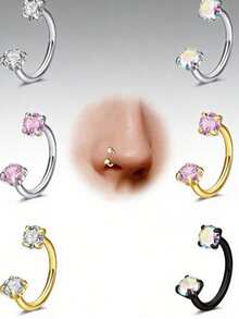 VJS Women's Vintage Style Cubic Zirconia Nose Ring - Suitable For Daily Wear And Parties - Color - View 2