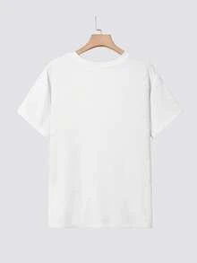Black Casual Summer T-Shirts - White - View 2