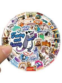 50pcs Cartoon Possum Sticker Cute Funny Decal For Diary Fridge Closet Wallet Backpack Envelope Label Magazine Decal Sticker (Not Easy To Fall Off) Stickers Scrapbook Supplies Scrapbooking - 1 Set - View 2