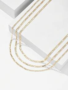 1pc Classic Solid Color Figaro Chain Necklace, Simple Fashion Single Chain Design, High-End Metal Texture, Fade-Resistant. Suitable For Men And Women, Elegant And Generous. Can Be Freely Matched With Various Pendants In Our Store, Such As Cross, Virgin Mary, Sacred Heart, Map, Etc. Wear Alone For A Subtle And Exquisite Look, Or Layer For More Depth, Suitable For Various Daily Occasions. - Figaro Chain - 45cm - View 4