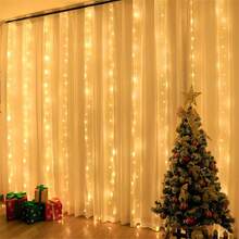 600/300/200/100 LEDs Fairy Waterfall Curtain Lights, 8 Modes, Indoor Wall Hanging Fairy Lights, Suitable For Christmas, Halloween, Valentine's Day, Thanksgiving, Wedding, Birthday, Party, Bedroom, Living Room Decor - Battery Box Curtain Light - View 25