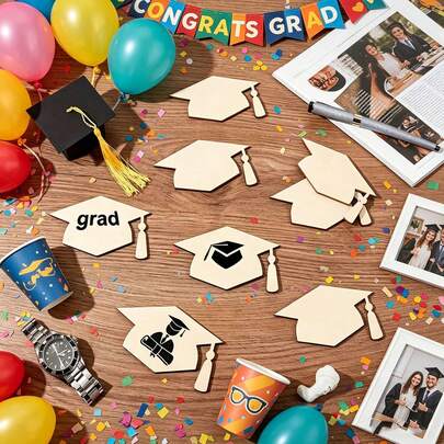 10/20pcs Wooden Closing Cap Blank - DIY Removable Cap-Shaped Craft Boards Suitable For Closing Decorations, Empty Wooden Bars To Paint, Perfect Gift For Closing Parties