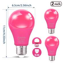 Bóng đèn LED nhiều màu Kasotile, công suất 9W, đế E26, thích hợp trang trí phòng ngủ, đám cưới, Halloween, Giáng sinh, tiệc tùng, quán bar, đèn dây, thay thế bóng đèn cũ, điện áp AC 85V-265V, không điều chỉnh độ sáng, 2 gói. - 9W - Xem 10