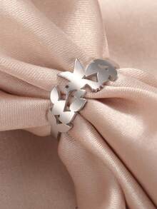 AMAXER 1pc Stainless Steel Butterfly & Dragonfly Design Ring, Minimalist Fashion Vacation Style Personalized Ring, Daily Wear Birthday Gift Jewelry - animal - View 6