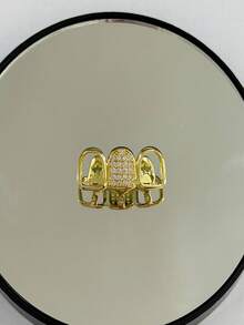 1pc Unique Hollow Snowflake/Oval Zirconia Hip Hop Fashion Daily Tooth Jewelry, Unisex Party Accessory - Multicolor - View 10