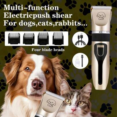 Electric Pet Shaver, Universal Dog & Cat Grooming Clipper, Pet Dog Trimmer, Grooming Kit, Gold Pet Grooming Set