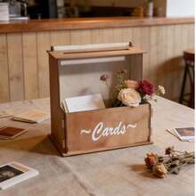 1pc Vintage Rustic Wooden & Acrylic Display Card Box (DIY Assembly), With Flower Insert Slot, Wedding/Baby Shower/Graduation Party Decoration Card Holder, Easy To Assemble - A - View 9
