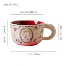 新款可爱猫咪咖啡杯，复古可爱招财猫陶瓷咖啡杯，高性价比早餐杯，家用办公水杯系列，节日送长辈、家人、朋友的礼物 - 彩色 - 查看 7