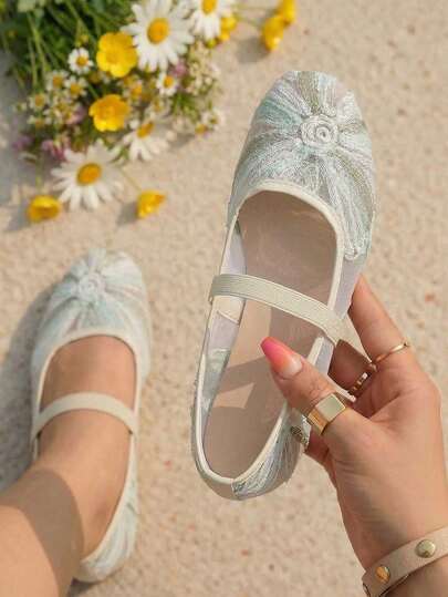 planare New Arrival Women's Summer Fashion Elegant Breathable Mesh Embroidered Flat Shoes, Slip-On Style Comfortable And Lightweight
