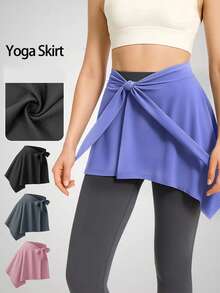 Damen Yoga Rock mit Bindegürtel - asymmetrischer Wickelrock für Workout, Pilates & Tanzen (in verschiedenen Farben erhältlich) - Verschiedenfarbig - Übersicht 2