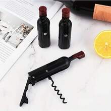 10个/4个/2个装礼品袋装不锈钢葡萄酒瓶造型多功能开瓶器，创意葡萄酒和啤酒开瓶器，葡萄酒品鉴和馈赠的优雅之选 - 黑色 - 查看 6