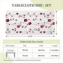 1pc White Base Blue Flower Elastic Table Cover, Waterproof Oilproof Outdoor Camping Picnic Rectangular Tablecloth Home Decor - A - View 2