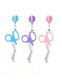 1 Set Stainless Steel Scissors With Retractable Badge Reel - Compact Pocket Design, Available In Blue, Black, Purple And Pink, Suitable For Sewing And General Use, Portable Sewing Tool, Fashion Accessory, Durable Tool Design - Multicolor - View 17