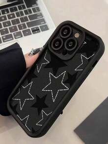 Nueva funda protectora de teléfono de alta gama con textura gruesa, pintada con estrellas negras y blancas, a prueba de caídas, 17/17RPO/16/ 16 Pro/ 16 Plus/ 16 Pro Max/ 15 Pro Max,Apple P13, P14, P11, P16,para varios modelos de Apple11 a 17 - 1 unidad - Ver 5