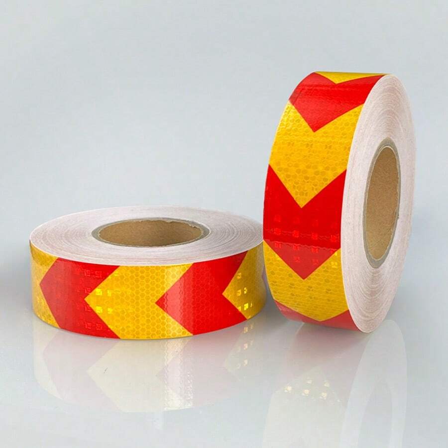 Băng phản quang hình mũi tên 5cm*50m, màu vàng & đen / đỏ & vàng, băng cảnh báo độ hiển thị cao, chống thấm nước, chống mài mòn, dùng để đánh dấu sàn cho kệ kho, tàu thuyền, cầu thang, thang leo, nhận diện an toàn, có thể cắt tỉa. - Vàng Đỏ - Xem 1
