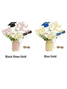 5pcs/Set 2026 Graduation Party Vase Decor Props - Includes "So Proud Of You", "Congrats GRAD" Graduation Cap & Diploma Decor Inserts - Suitable For 2026 Graduation Party, Commencement Ceremony Vase Fillers, Tabletop Decorations - View 11
