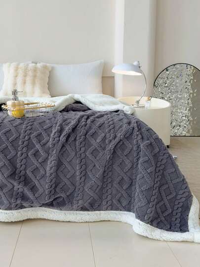 1 chiếc chăn taffeta màu xám đậm, hai lớp, mềm mại và ấm áp, thích hợp cho ghế sofa, giường, phòng lạnh, có thể giặt máy, dùng được cả bốn mùa
