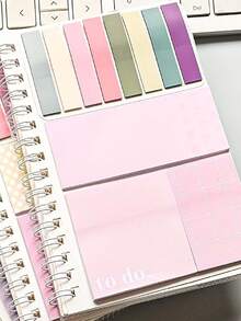 4pcs/Set Gradient Spiral Notebooks, Each Set Includes 20 Sticky Notes, Writable & Sticky PET Index Tabs, Classification Label Stickers, Efficient Office Supplies - Multicolor - View 14